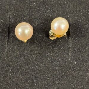 Classic Pearl Stud Earrings in 14k gold- Timeless Women's Jewelry.